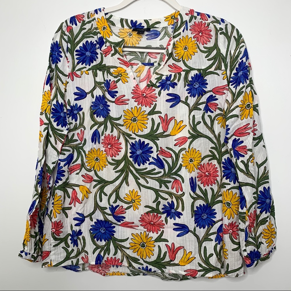Lightweight 100% Cotton Floral Blouse Size Small